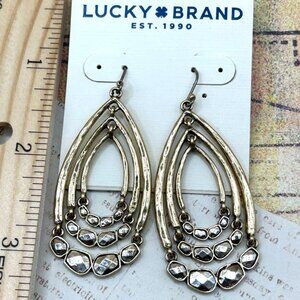 New Long Lucky Brand Silver Gold Southwestern Boho Earrings Pierced Rustic